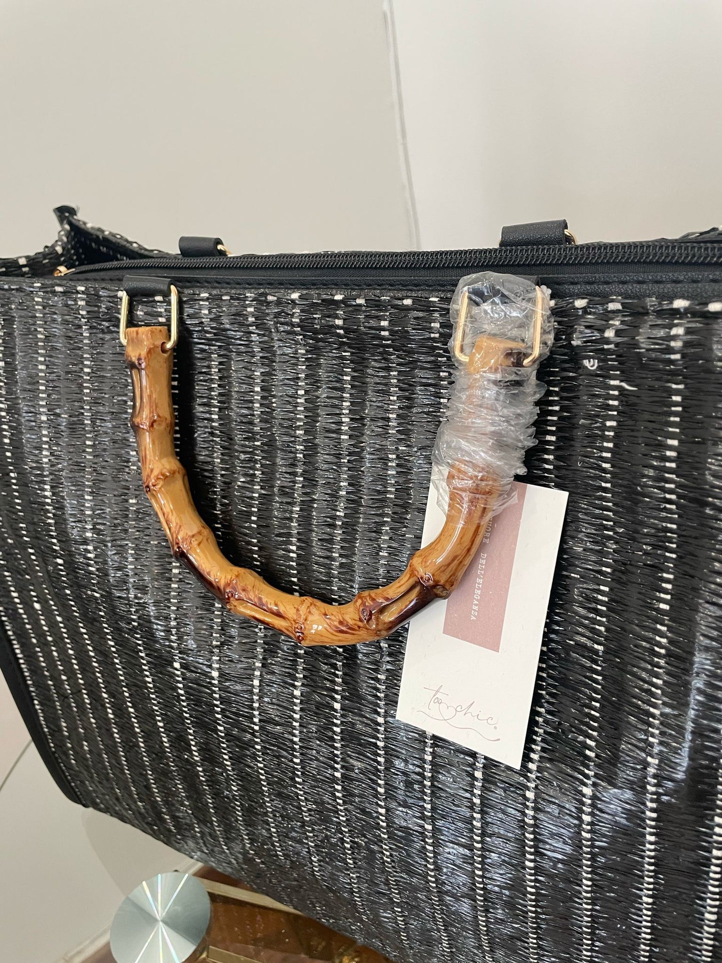 too chich-borsa in paglia e pelle